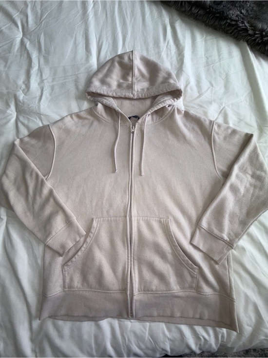 George Tops - George Cream Zip-Up Hoodie with Hood